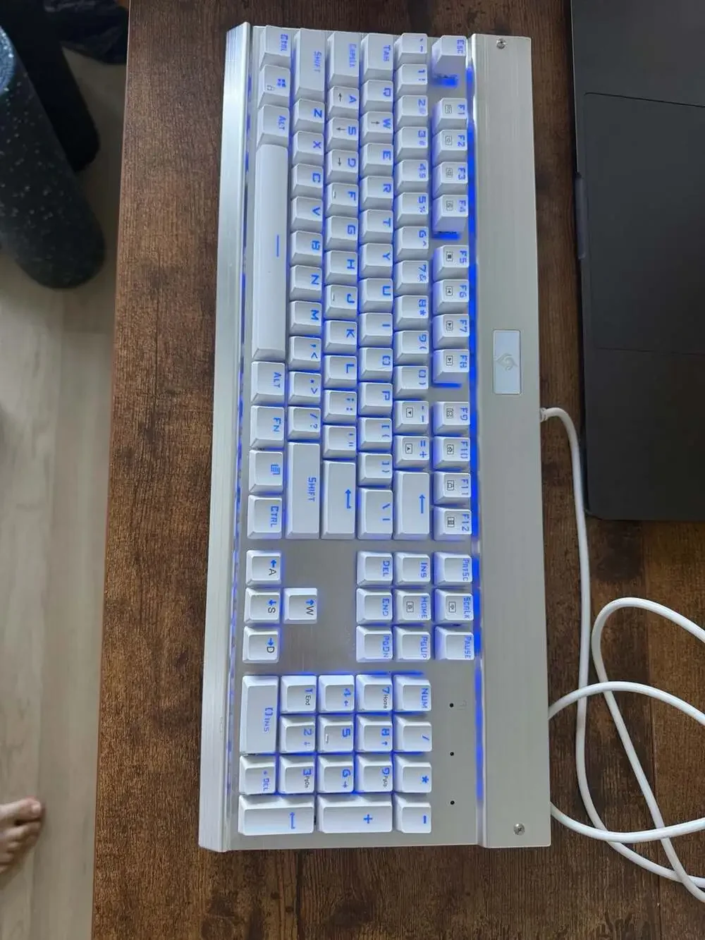 EagleTec KG011 Wired Mechanical Keyboard with Blue LED Backlight and Silver Alum